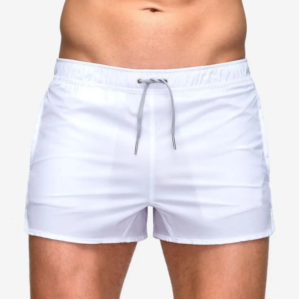 

Men Elastic Waist Shorts Quick Dry Mesh Drawstring Beach Shorts for Men Elastic Waist Surfing Fitness Sport Shorts Solid Color