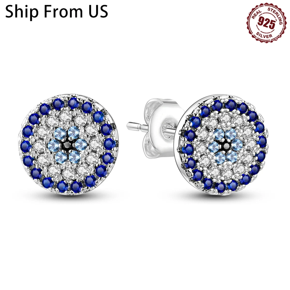 High Quality Earrings 925 Sterling Silver Blue Magic Eye Women's Fine Jewel Encrusted With Shiny Zircon Birthday Party Gifts