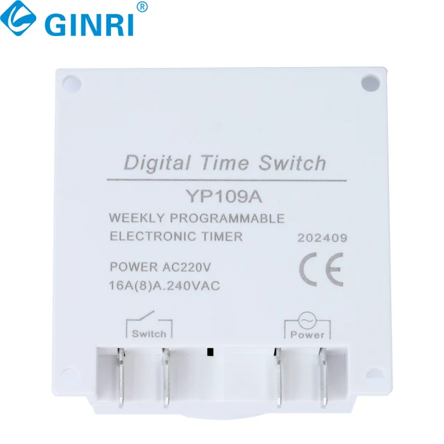 5 pièces Ginri YP109A minuterie Programmable avec 4 fils écran LCD numérique quotidien hebdomadaire minuterie numérique commutateur