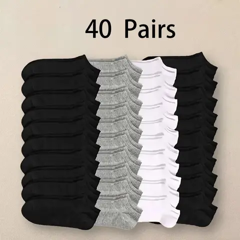 Summer Spring Unisex Solid Color Ankle Socks 10/20/40 Pairs Soft Lightweight No Show Sports Socks for Men Women Bulk Value Pack