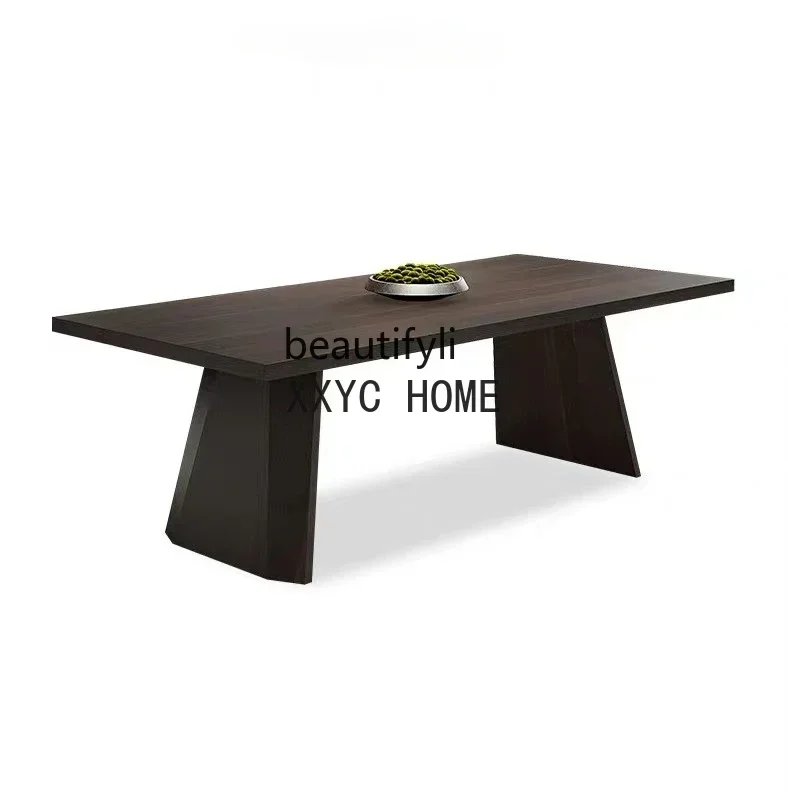 

Обеденный стол в китайском стиле из массива дерева, прямоугольный, с большой столешницей, цвета дымчатого дерева, для офиса