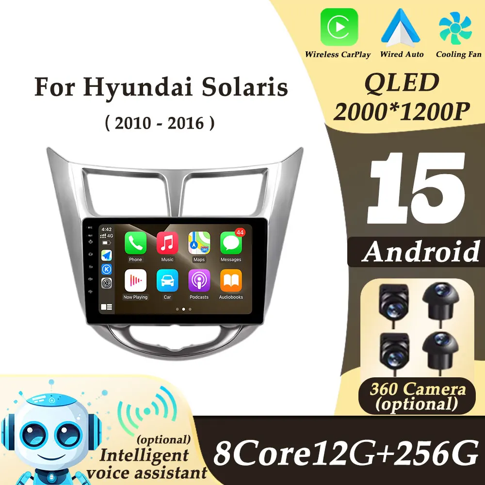

Car Radio Video Multimedi Player Wireless CarPlay Android Auto for Hyundai Solaris 1 2010 - 2016 Split Screen WIFI DSP No 2 din