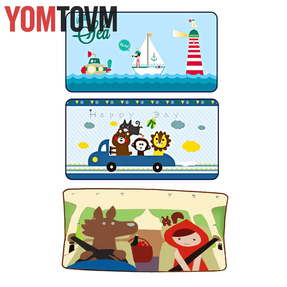 Extra Wide Car Side Window Sunshade 98x50cm Baby Kids Cartoon Blackout Curtain 99% UV Block Sun Protector with Suction Cups