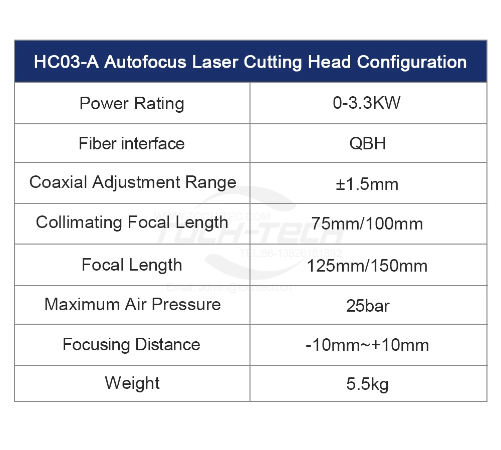 Tochtech-Cabezal de corte láser de fibra de HC03-A, herramienta profesional de alta calidad, 0-3, 3kw, Han's Focus