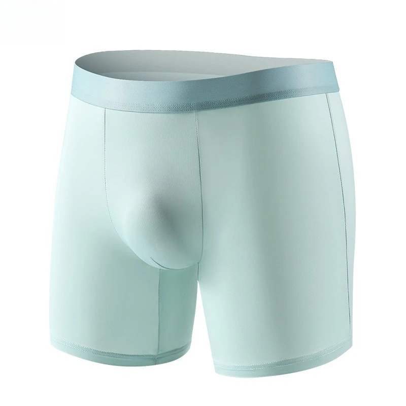 Men's Boxers Ice Silk Quick-Drying Panties Extended Long Anti-Wear Leg Boxer Thin Breathable U Convex Pouch Underwear