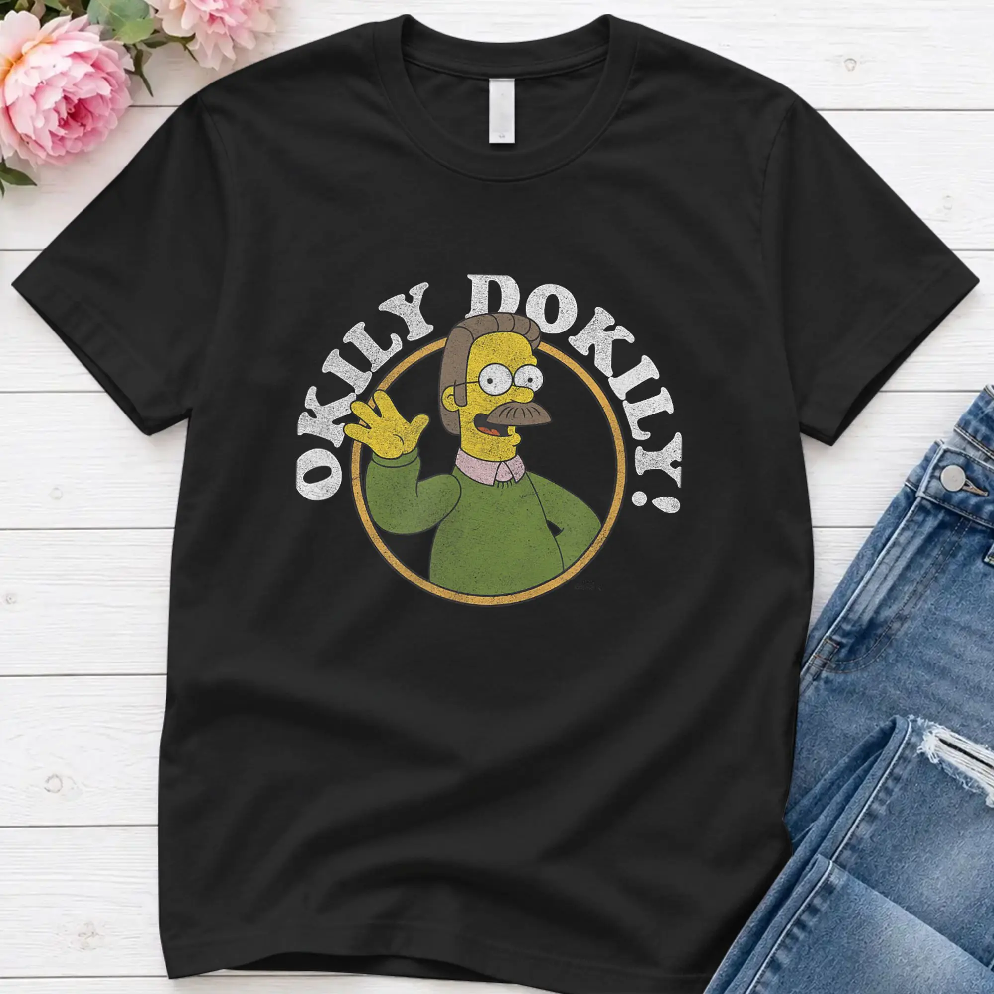 Men'S  T-Shirt Men Simpsons Funny Cotton Tees Crewneck Short Sleeve T Shirts Unique Clothes