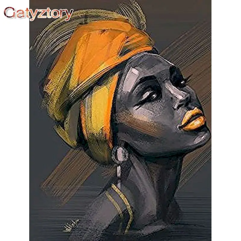 

GATYZTORY African Woman Figure Paint By Numbers Kits Handmade 40x50cm Frame On Canvas Home Living Room Decoration Wall Paintings