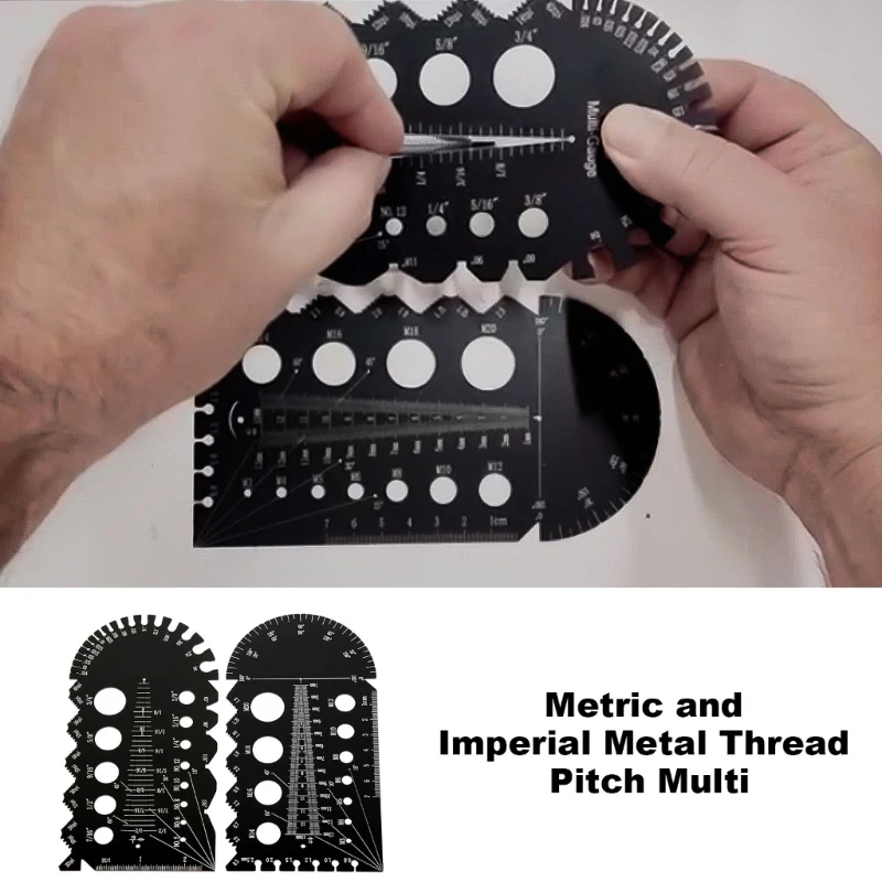Metric and Imperials Metal Thread Pitches MultiGauges AluminumAlloy Thread & Pitches Identification Gauges Tool M4YD
