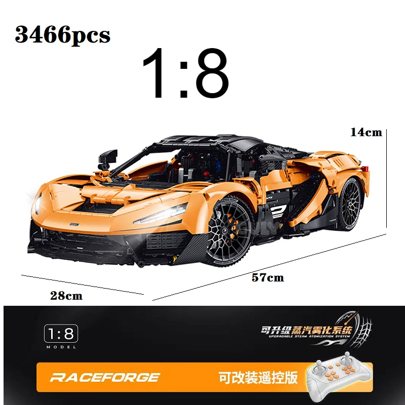 

GULY 10650 Creative 3466pcs Sports Race Car Bricks MOC Technology 1:8 Super Car RC Building Blocks Model DIY Toy for Boys Gift