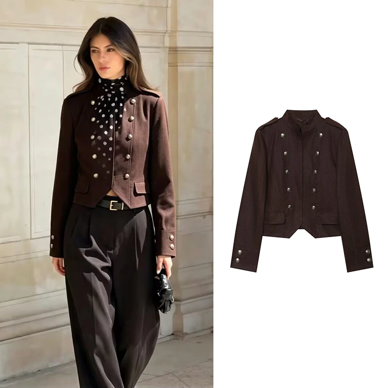 New Women's Napoleon Jackets Autumn 2026 New Fashion Retro Slim Short Jackets Autumn Women's Street Youth Chic Outerwear Coats