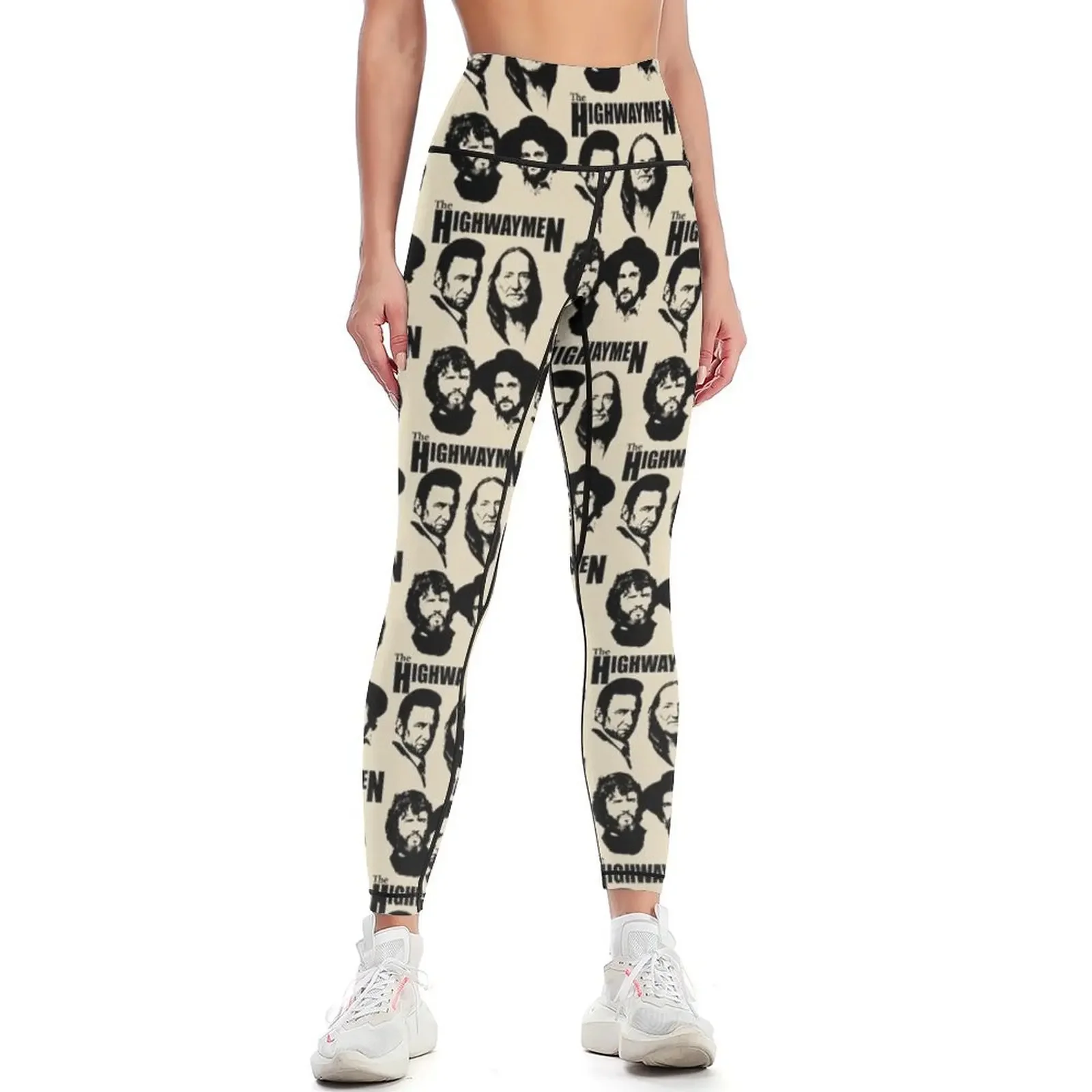 

Outlaw Country Super Group - The Black Stencil-2 Leggings sports woman gym legging gym sport pants for fitness Womens Leggings