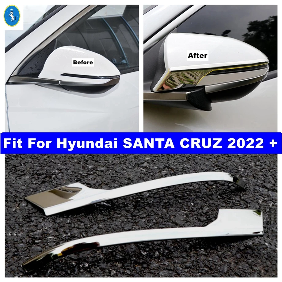 

Car Rearview Mirror Streamer Decor Stripes Cover Trim For Hyundai SANTA CRUZ 2022 2023 Stainless Steel Exterior ABS Accessories