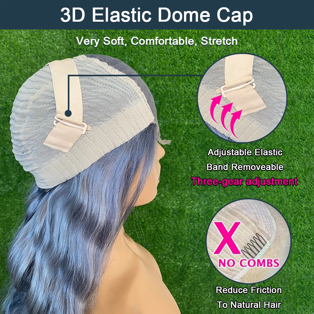 Pelucas de cabello humano sin pegamento, color blanco, ombré, rosa, cuerpo brasileño ondulado, 613 colores Wear & Go, pelucas de cabello humano con encaje frontal 13x6 para mujer