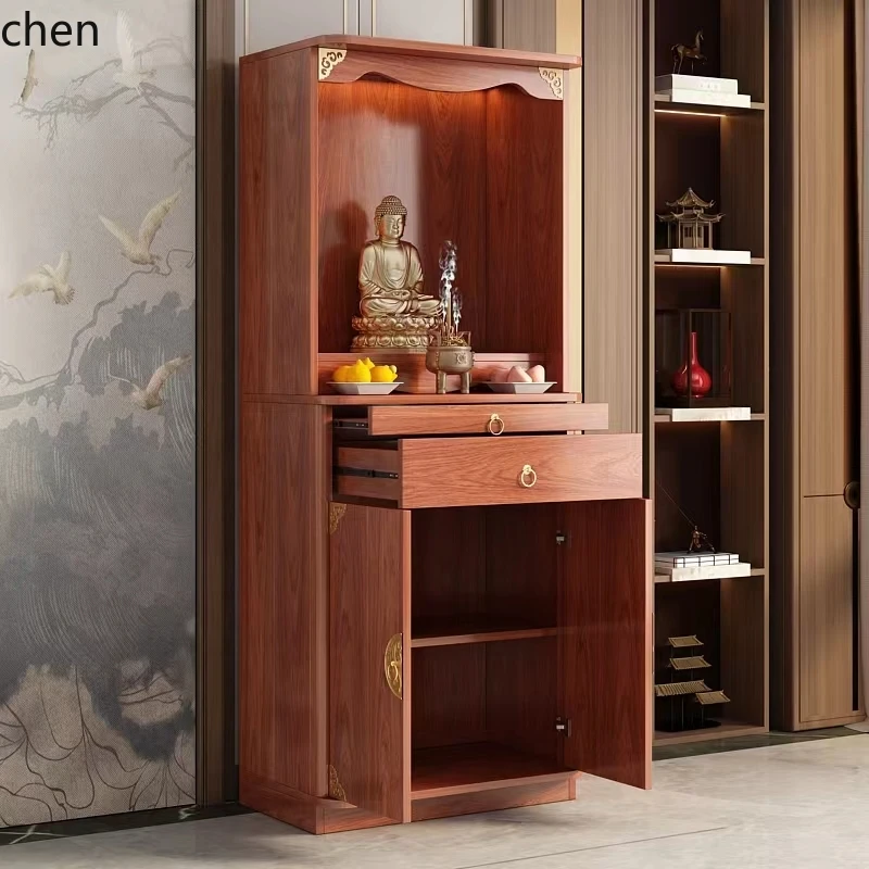 Buddha Cabinet Shrine Shrine Incense Cabinet Household Offering Table God of Wealth Solid Wood  Guanyin Buddha Cabinet