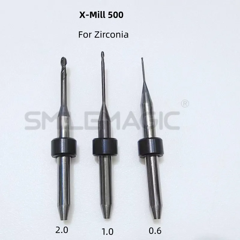 Xtcera X-mill 500 Zirconia Shank DC Diamond Coating Milling Cutter Diameter 2.0/1.0/0.6mm DrillDental Milling Burs