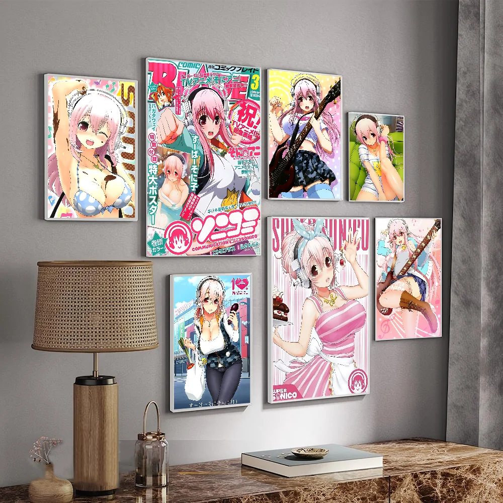 

Super Sonico Manga Classic Anime Anime Posters Sticky Waterproof Paper Sticker Coffee House Bar Kawaii Room Decor