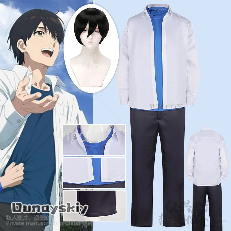 

CosplayNew Anime Movie Fureru Aki Onoda Cosplay Costume White Shirt Blue Black Pants Kawaii Roleplay Uniform Wigs Full Set Custo