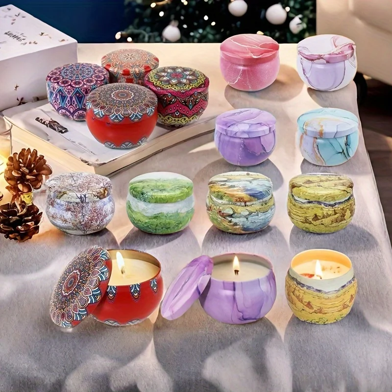 4Pcs Candy Box Candle Tin Jars Empty Can- DIY Candle Making with Storage Case for Dry Spices and Sweets Christmas Decoration