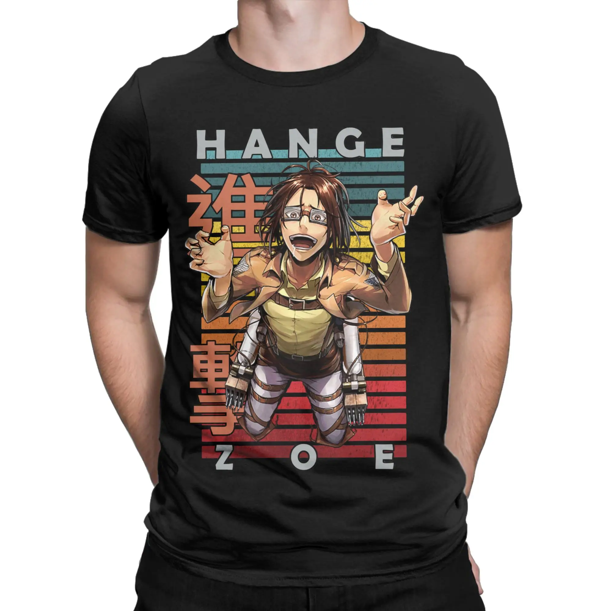 Hange Zoe Attack On Titan Snk Cool AOT T-Shirt Men Pure Cotton Tee Shirt Round Collar Short Sleeve T Shirts Graphic Clothes