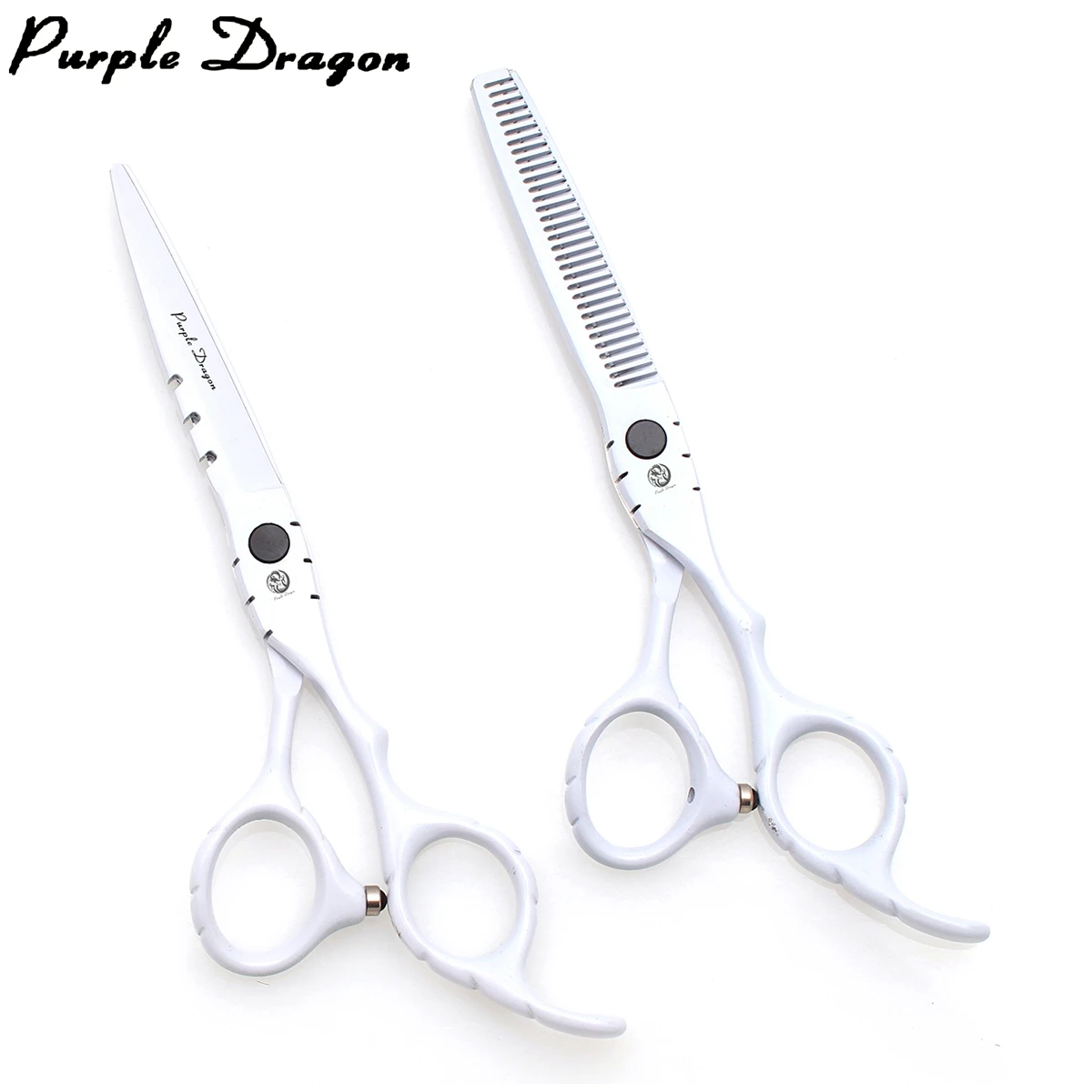 Friseurschere Purple Dragon 6 Zoll Japanische Edelstahl-Haarschere 1 Stück Haarschneideschere Weiße Effilierschere Z1010 – Detail 1