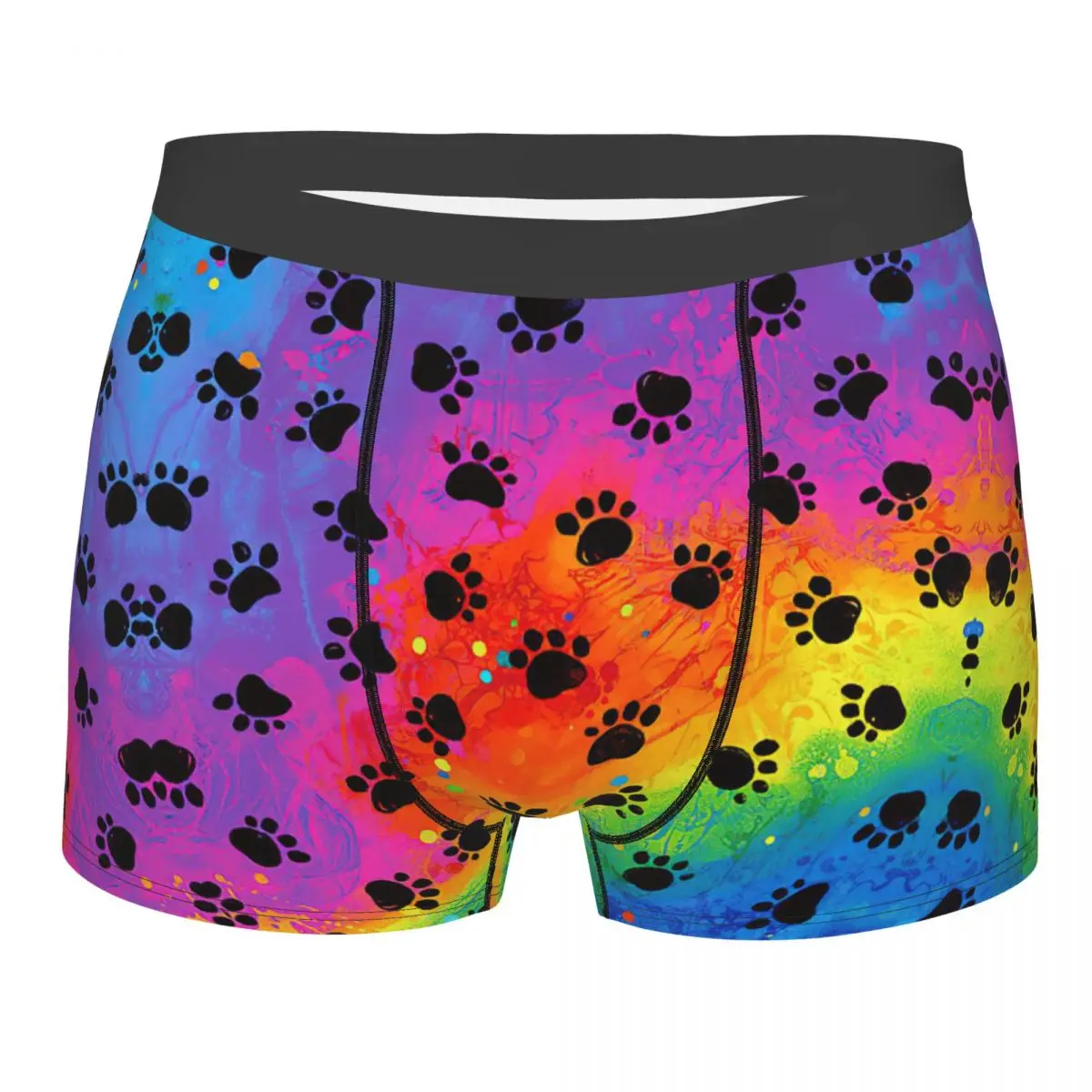 

Man Boxer Briefs Shorts Panties Rainbow Paw Breathable Underwear Dog Cat LGBT Pride Male Printed Underpants