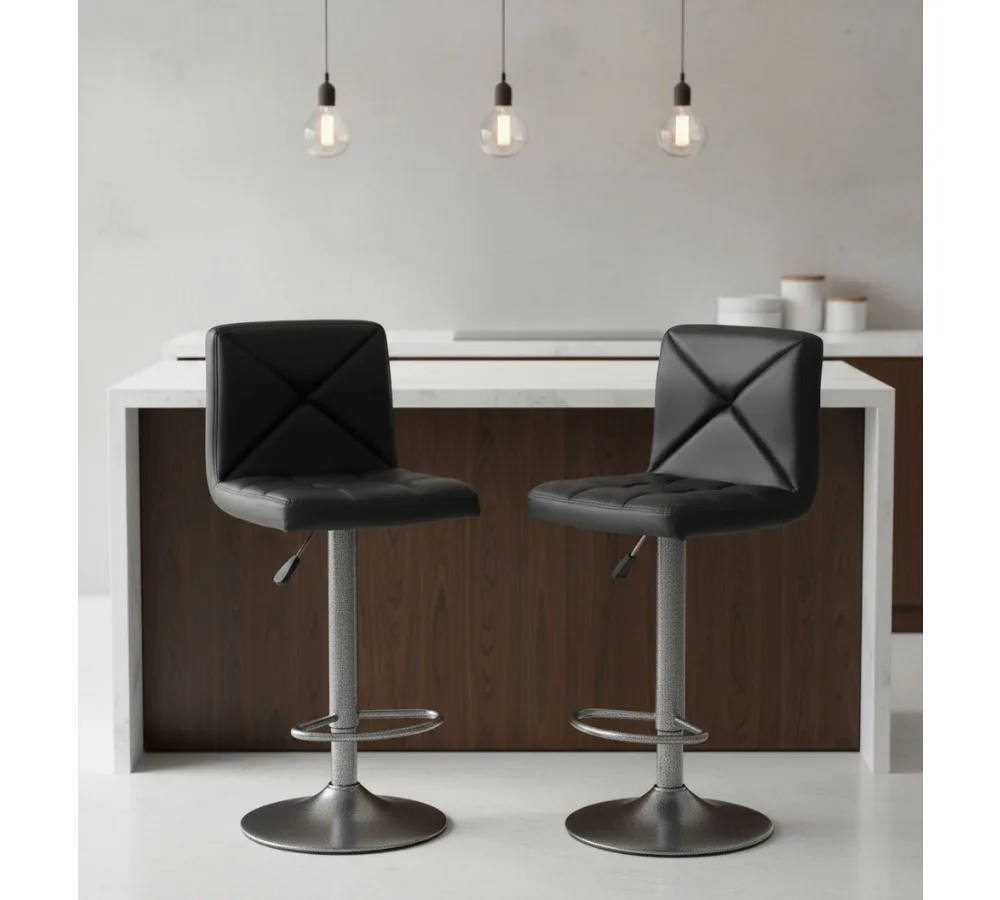 

Поворотные барные стулья из 2 предметов, кухонные стулья из искусственной кожи с регулируемой высотой и гидравлическим подъемником для дома и ресторана