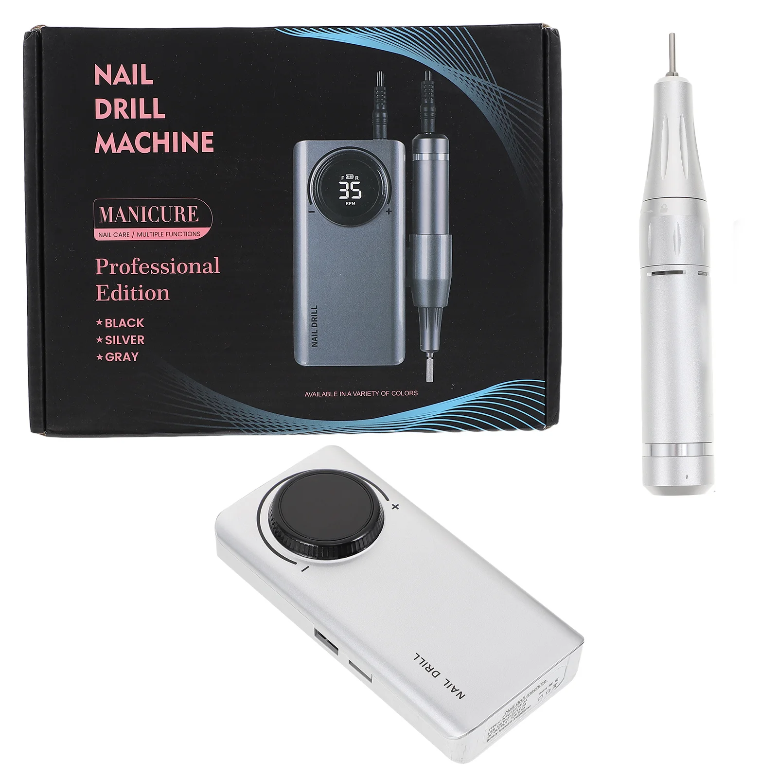 Elektryczny pilnik do paznokci, narzędzie do manicure i pedicure, metalowy, ładowany przez USB, wytrzymały polerka do paznokci, pilnik do szlifowania, przenośny do użytku domowego.