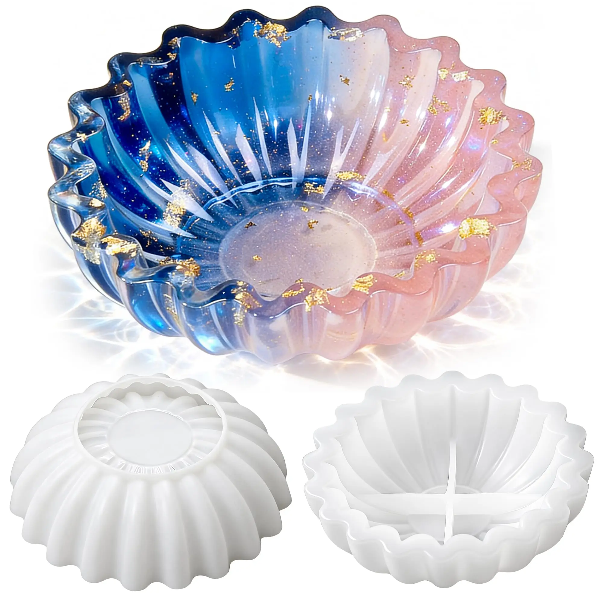Silicone Resin Mold Flower Bowl Tray 5.23inch Epoxy Mould for DIY Jewelry Box Trinket Storage Candle Holder Home Ornament