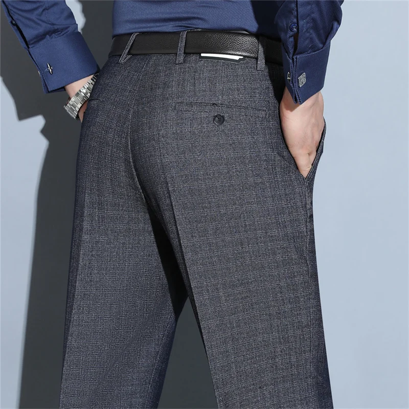 

Spring Sle Casual Straight Leg Men's Pants for Middle-Aged And ly Busin Wear Comfortable Woolen Long Trousers