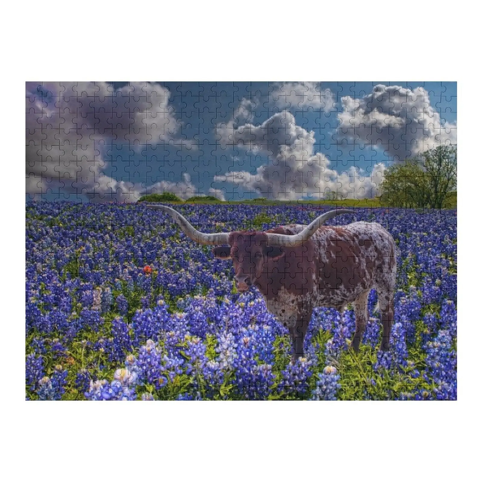 

Пазл Texas Longhorn в поле Bluebonnets, персонализированный пазл с фотографиями, рождественские подарки