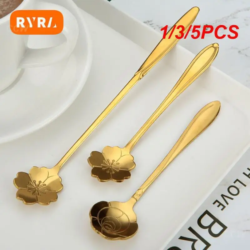 1/3/5PCS Stirring Spoon Simple And Generous Safe And Healthy Coffee Drinking Tools Stainless Steel Coffee Stirring Spoon Pretty