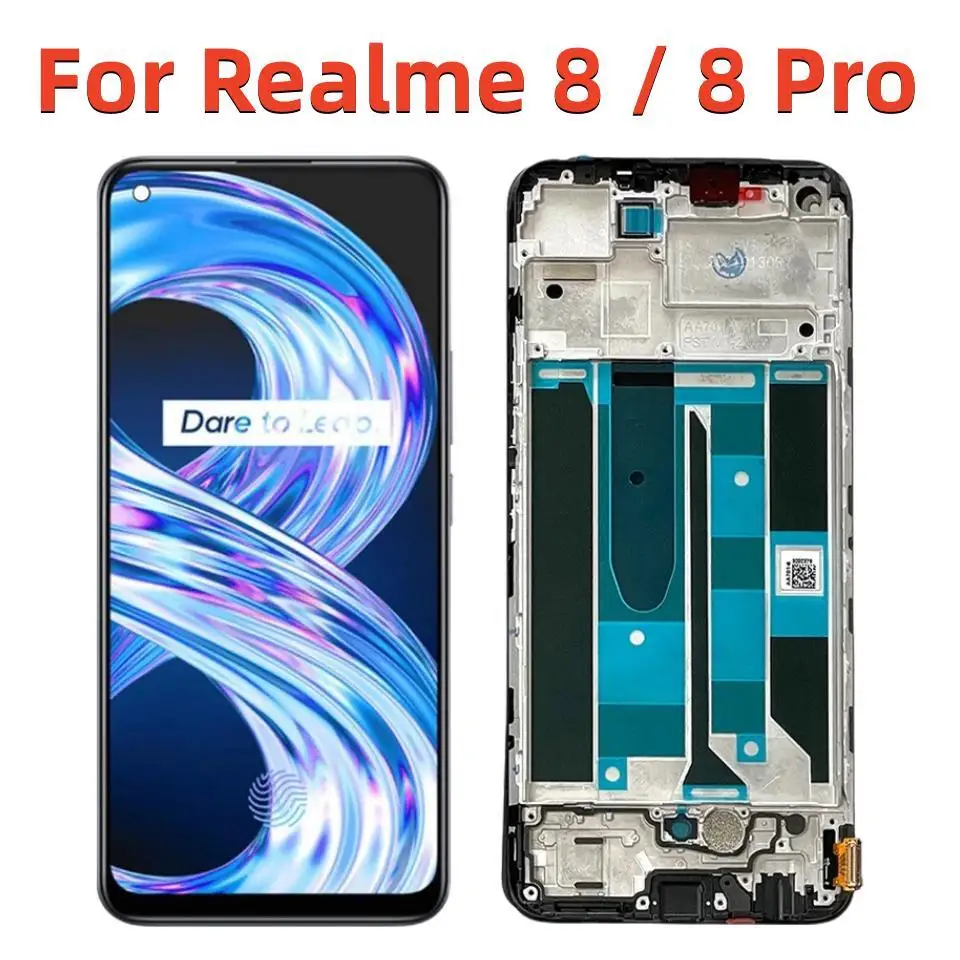 

Original For Realme 8 Pro LCD Display Screen With Frame 6.4" For Realme 8 RMX3085 Screen 8pro RMX3081 Display Touch Panel Parts