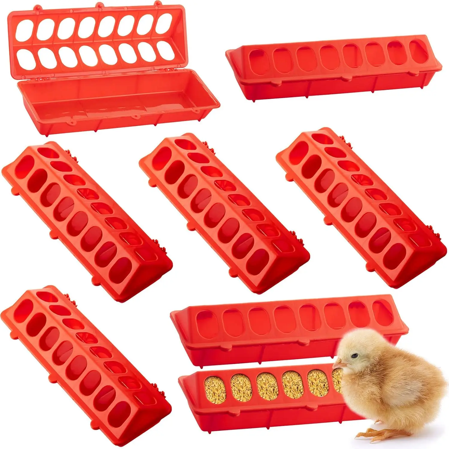 

Double Sided Poultry Feeder, 16 Holes for Pigeon, Chicken, Duck, Quail, No Mess, No Waste, Multi-Hole Bird Feeder Dispenser