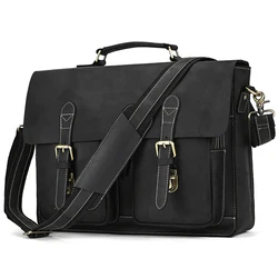 42cm Large Men Business Briefcase Shoulder Bag Leather Casual Messenger BagGenuine Leather Male Female Crossbody Computer Bag