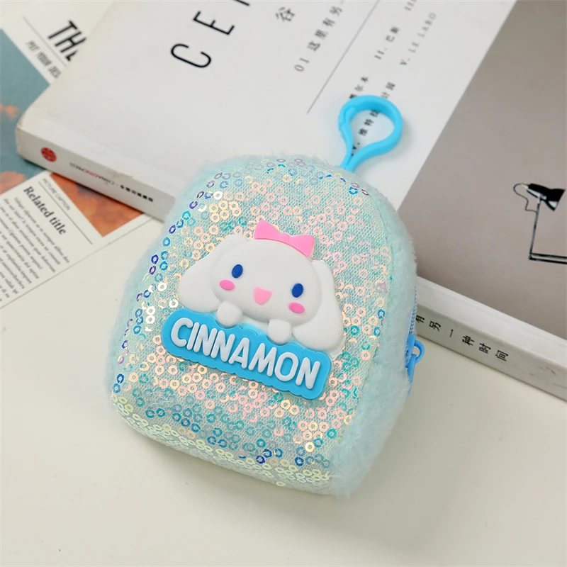 Sanrio HelloKitty Coin Purse Cute Cartoon Kuromi My Melody Colorful Sequin Bluetooth Earphone Bag Keychain Pendant Holiday Gifts