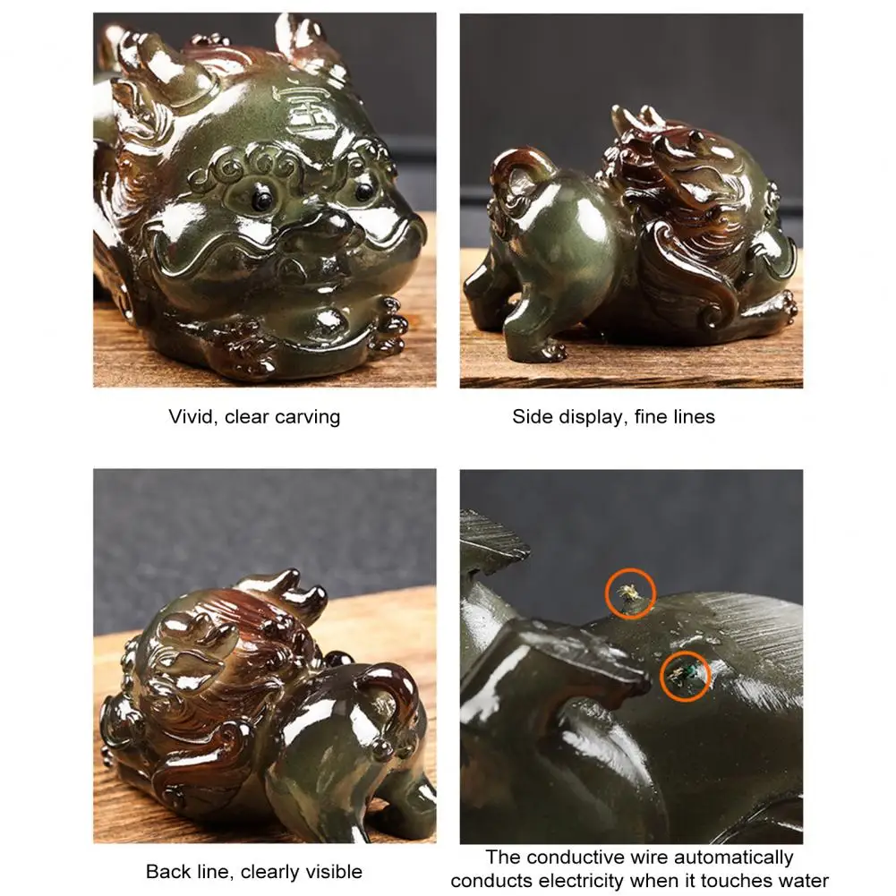 Home Office Desk Gift Color Changing Tea Pet Pixiu Resin Lucky Statue for Kung Fu Tea Tray Decor Feng Shui Ornament for Tea