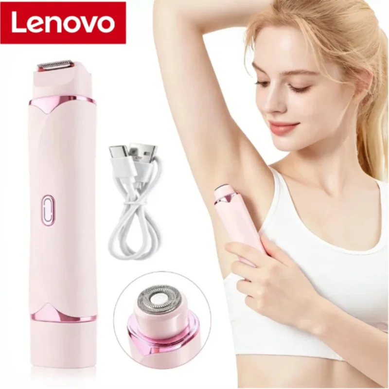 Lenovo 2 in 1 Double Head Electric Shaver for Women Waterproof Wet & Dry Hair Razors Bikini Hair Trimmer Detachable Head Shaver