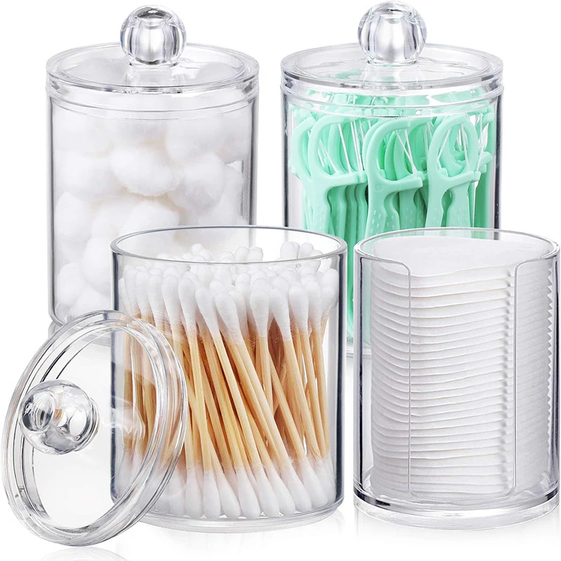 Transparent Cotton Buds Storage Box Makeup Storage Box Cotton Swab Cosmetic Box Bathroom Bedroom Storage Box Home Decoration