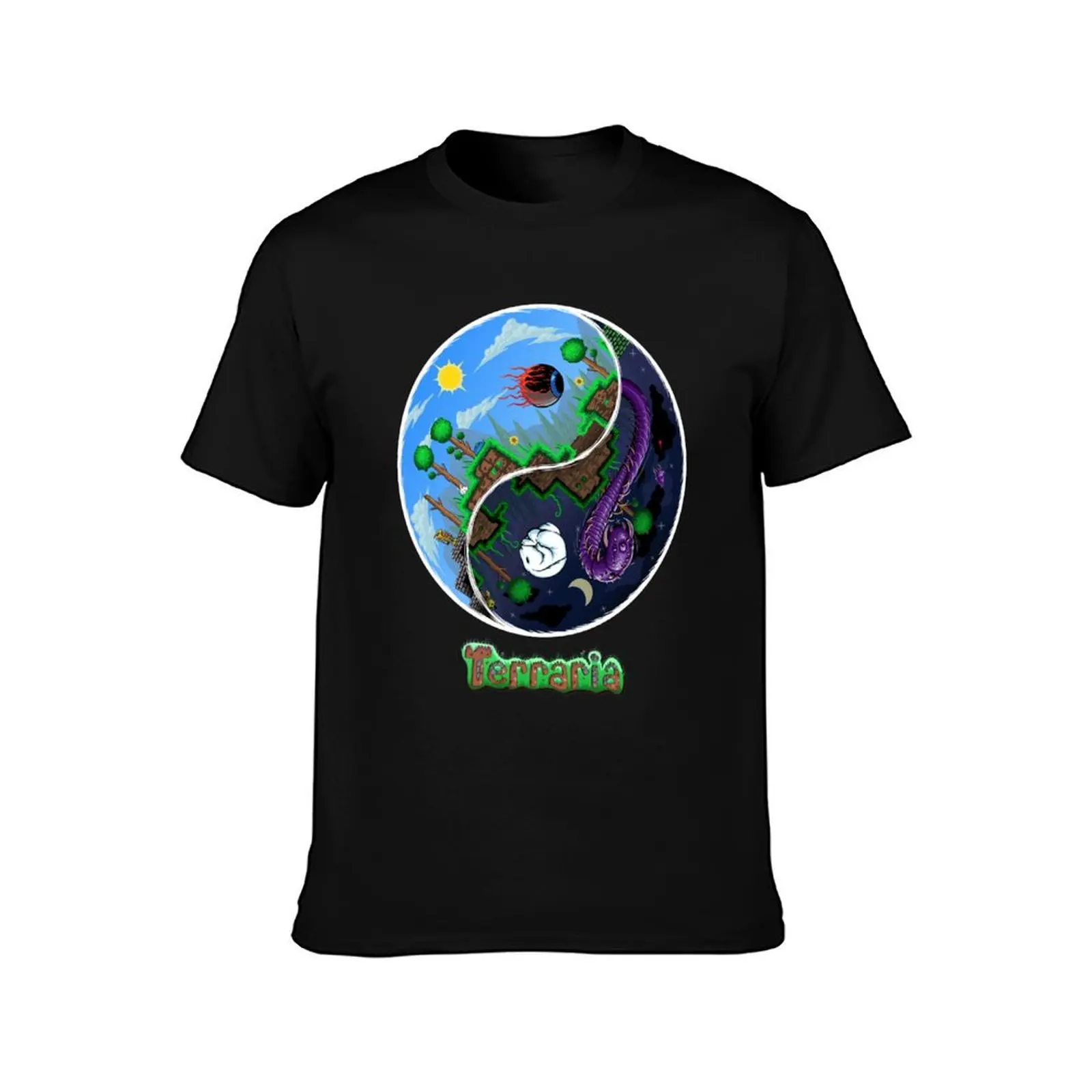 Terraria Game Night And Day Horror Design T-Shirt Summer Casual Cotton Tee Oversized Streetwear Tops Vintage Graphic Print