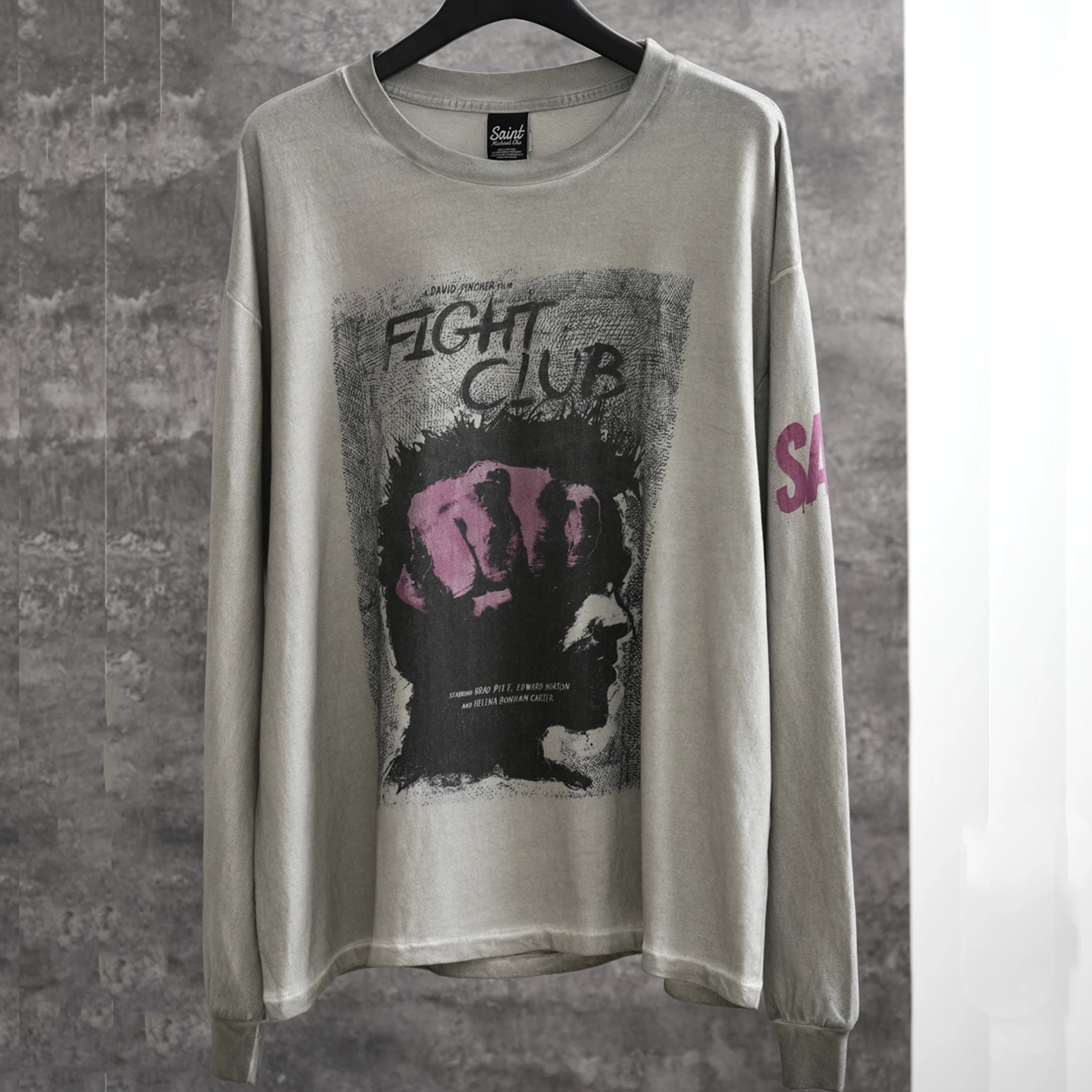 Washed Saint Fight Club Long Sleeved T-Shirt Men Women High Quality T Shirt Top Tee
