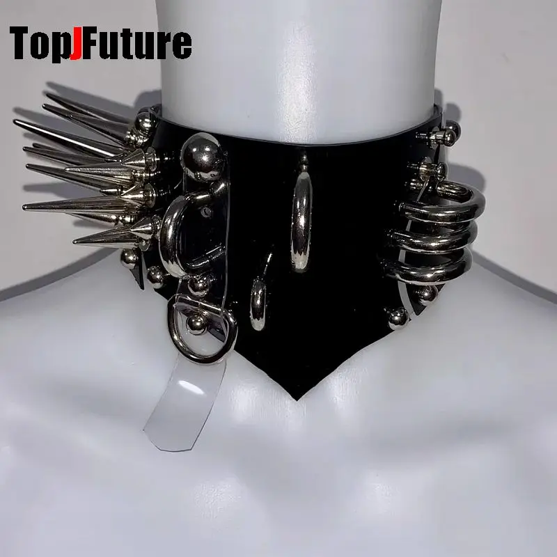 Gothic Subculture Y2K Girls Dark Punk Japanese style heavy industry Metal Rock Design rivet rhinestone choker necklace