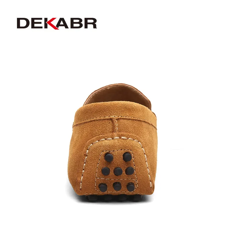 DEKABR Spring Summer New Men\'s Loafers Comfortable Flat Casual Shoes Men Breathable Slip-On Soft Leather Driving Shoes Moccasins