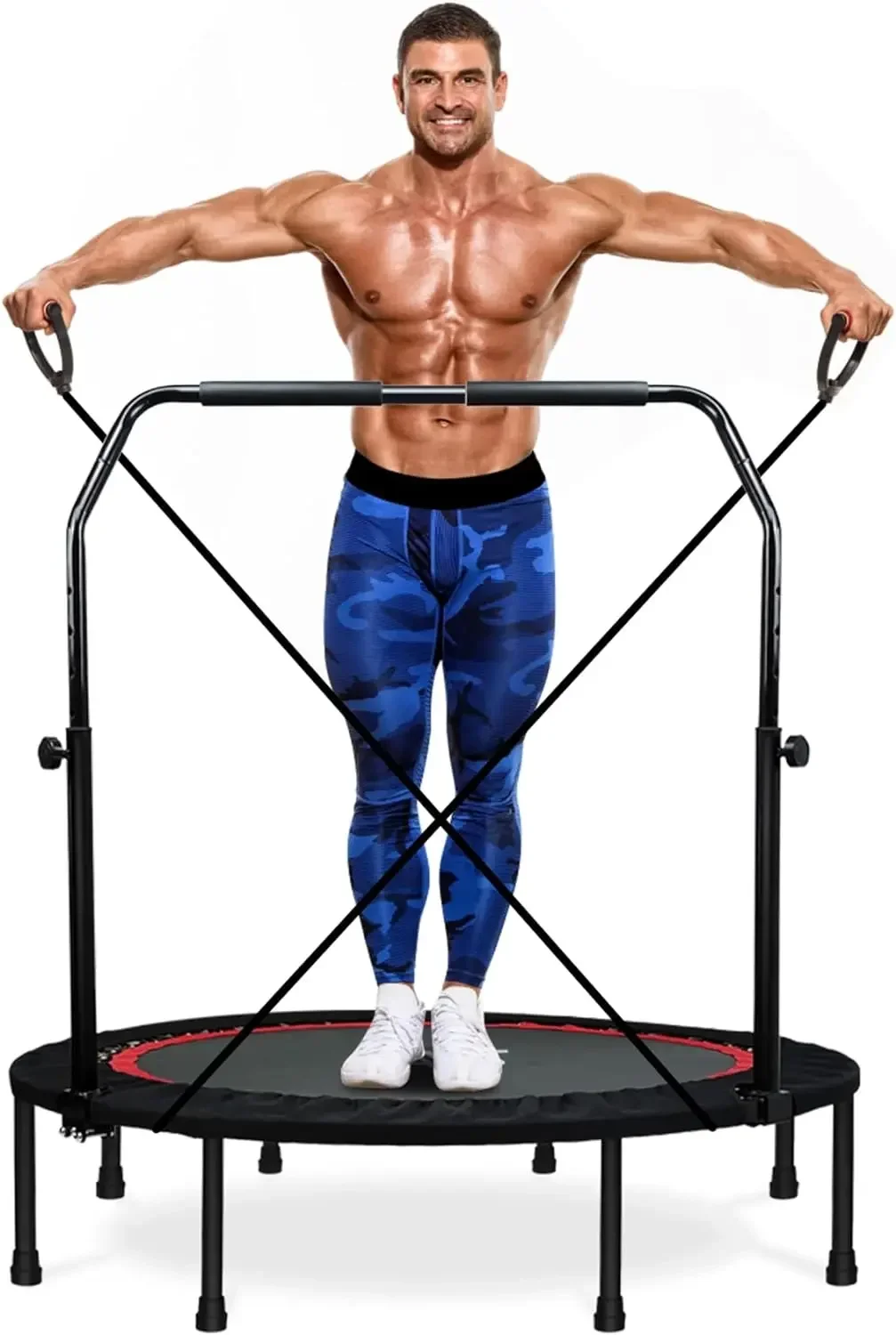

th Mini Trampoline for Kids Adults 40"/48" Foldable Fitness Rebounder Kids Trampoline