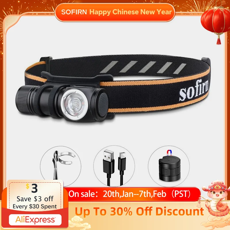 Sofirn HS10 LH351D 90CRI  LED Headlamp 1100lm USB C Rechargeable 16340 Mini Flashlight  with Magnet Tail Cap Portable Head Torch