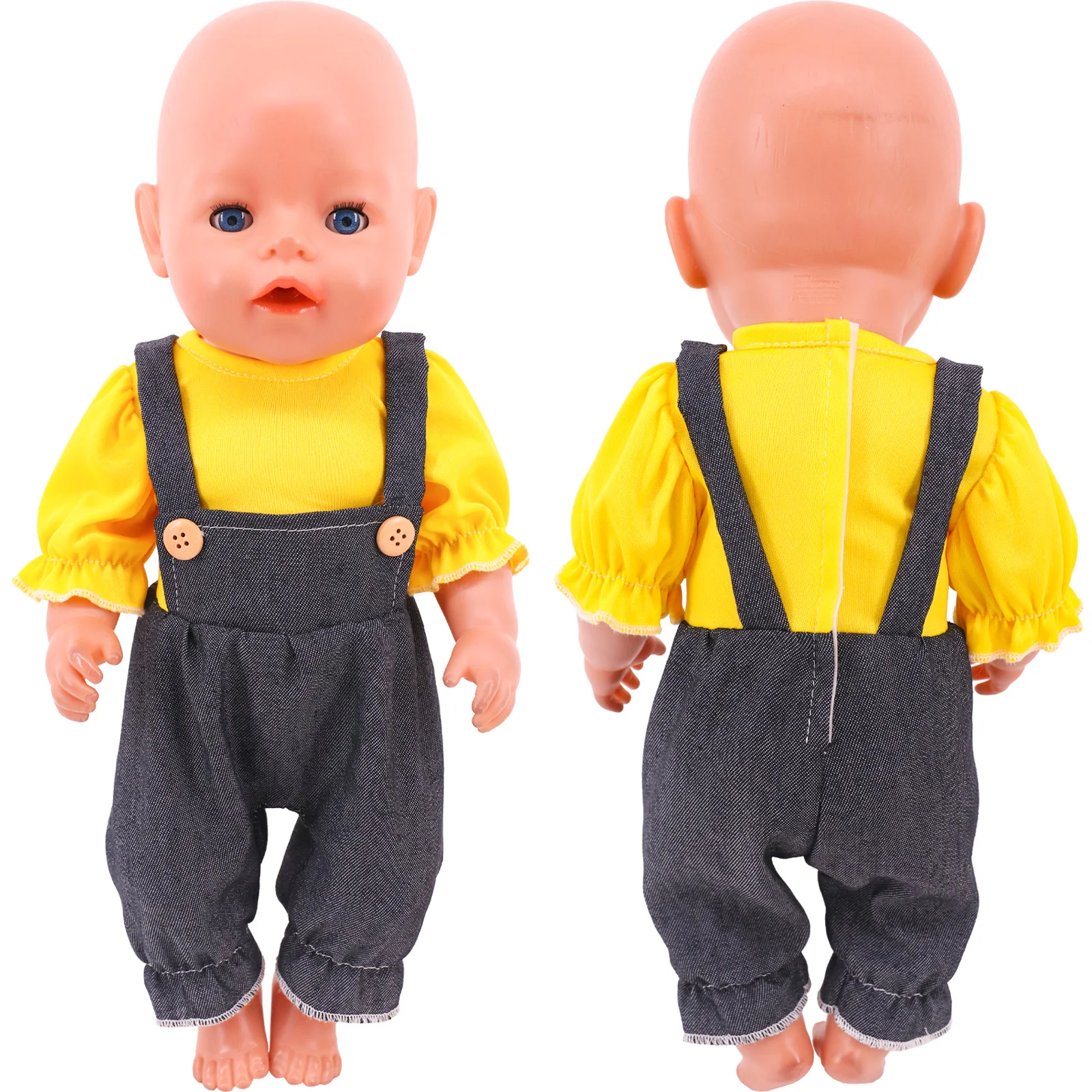 2022 New Doll Outfit Dress Denim Overalls For 17 Inch Baby Reborn Doll 43cm Baby Reborn Doll Clothes Our Generation Girl`s Gift