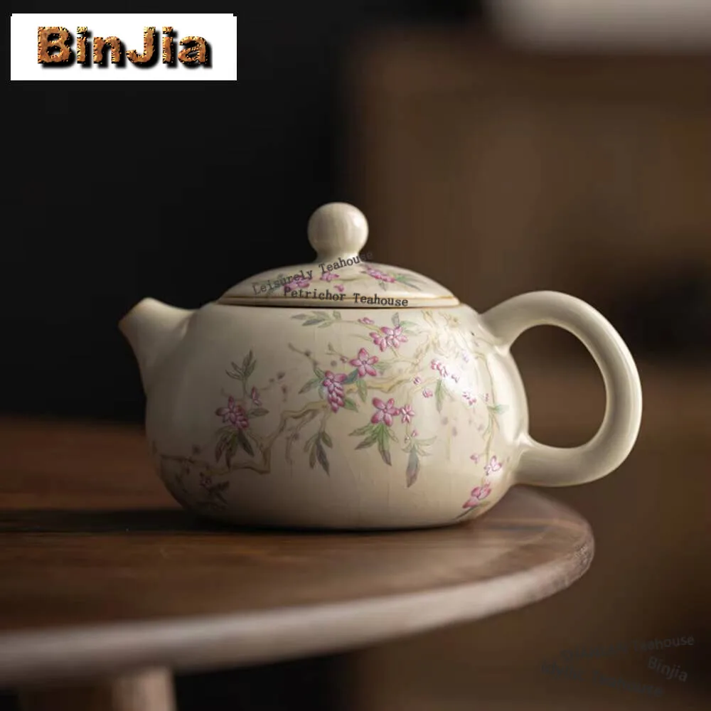 

160ml Ru Kiln Ceramic Teapot Handmade Porcelain Xishi Beauty Kettle Chinese Portable Ice Crack Glaze Tea Maker Custom Teaware