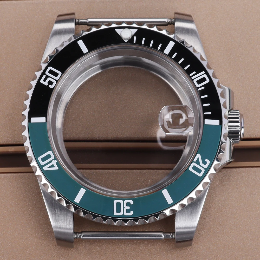 40 مللي متر ل NH34 NH35 NH36 NH38NH39 Eta2824 PT5000 Miyota8215 حركة ساعة فضية الفرعية GMT حافظة السيراميك الحافة الياقوت الزجاج 20ATM