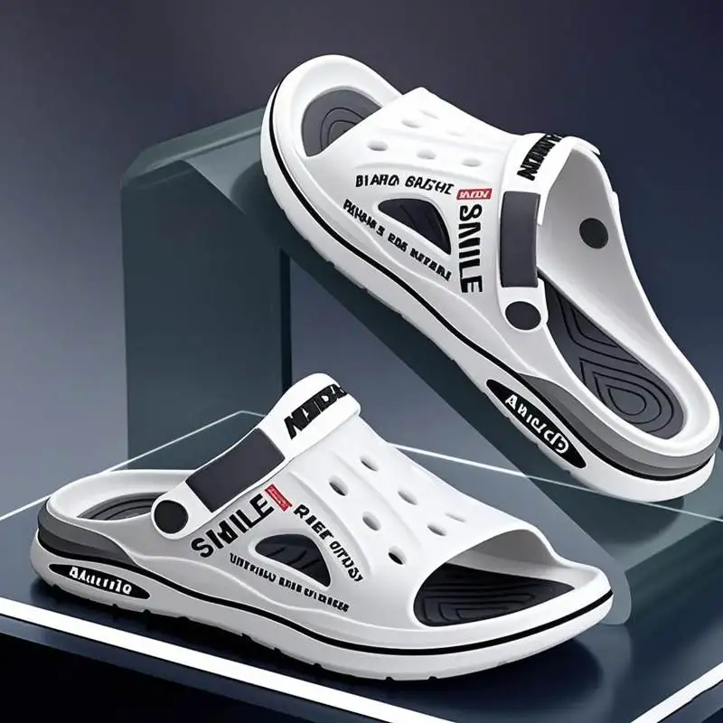 

Мужские повседневные сандалии для пляжа, мягкая подошва, нескользящие, для вождения, слипоны, люксовые, из материала EVA, весна-лето