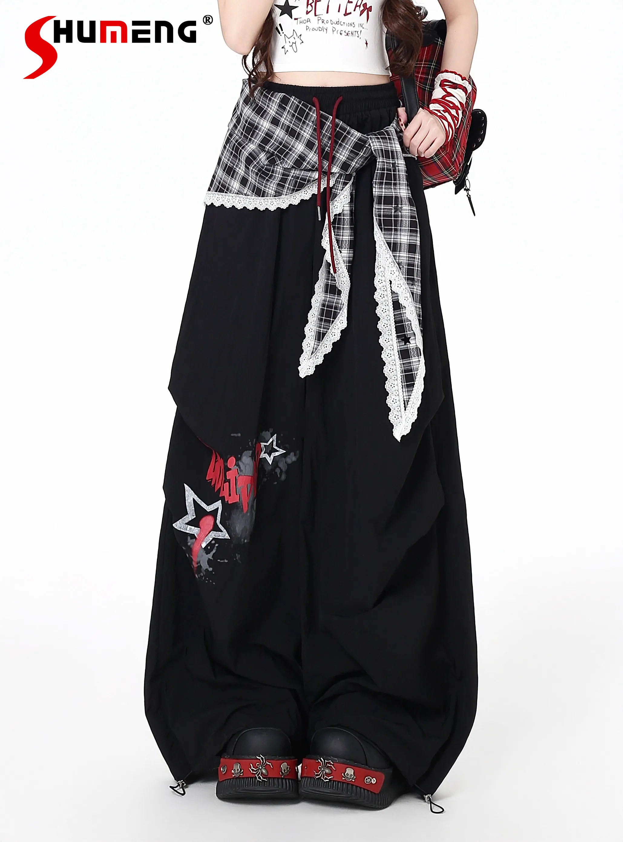 

Original Highstreet Sweet Cool Girls' Elastic High-waisted Loose Pants Versatile Casual Sports Trousers for Women Spring 2026