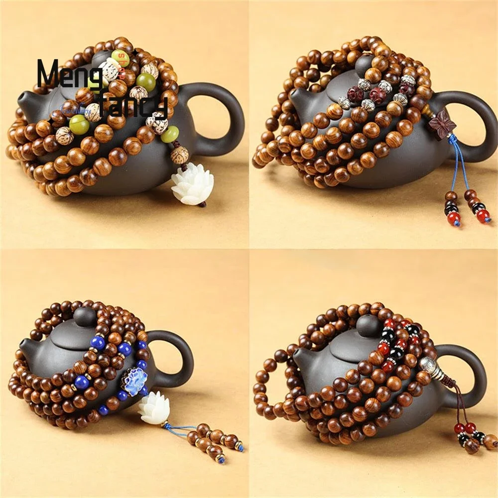 

Natural Huanghuali 108pcs Buddha Beads Lotus String Bracelet Charms Fashion Fine Jewelry Men Women Couple Necklace Holiday Gifts